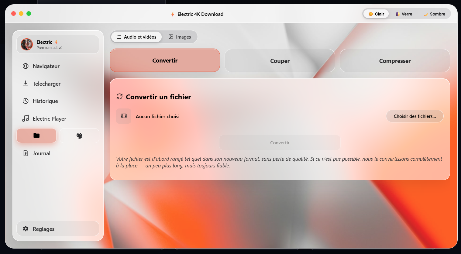 Outil de conversion audio et vidéo d'Electric 4K Download