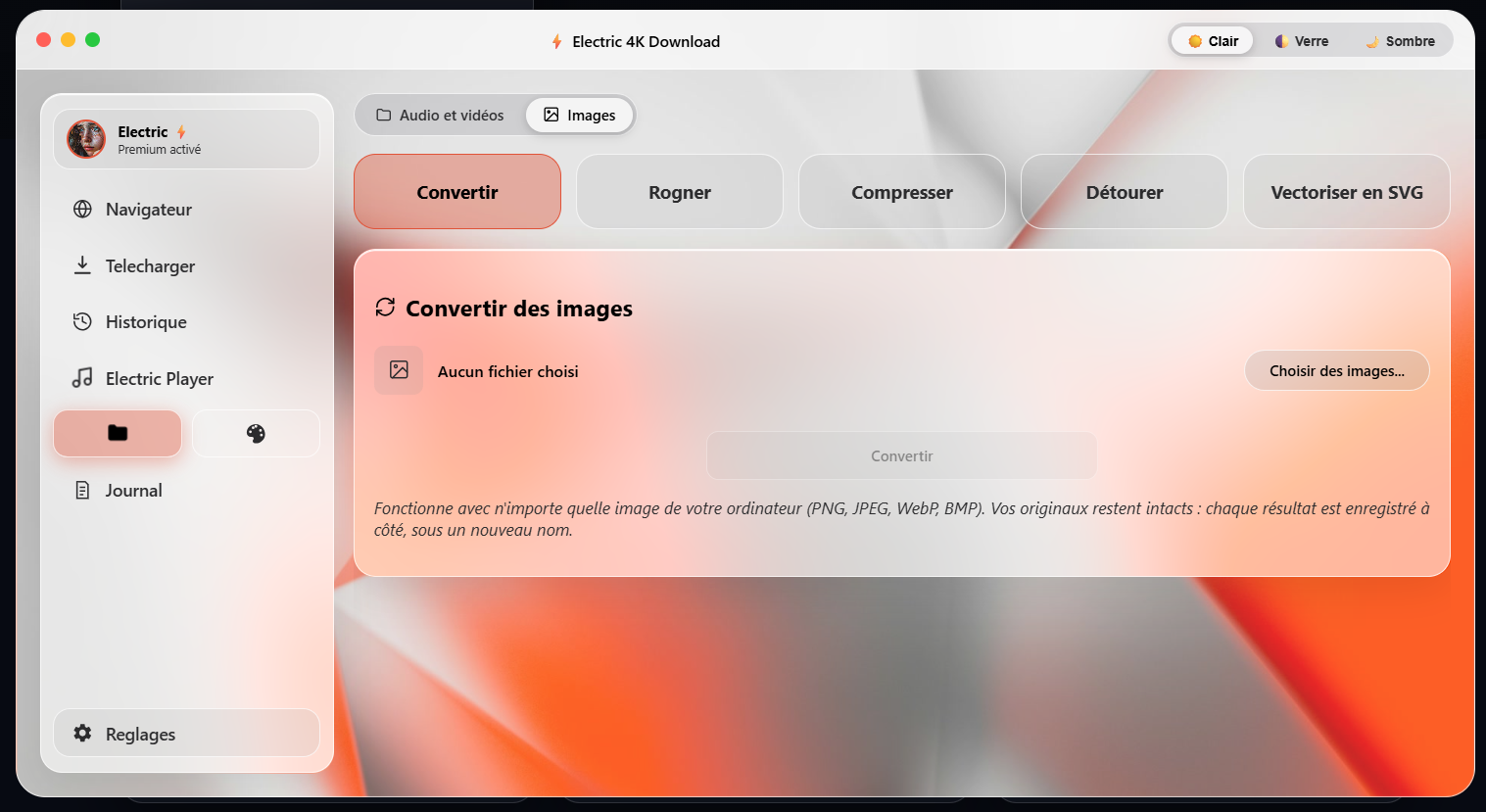Outil de conversion d'images d'Electric 4K Download